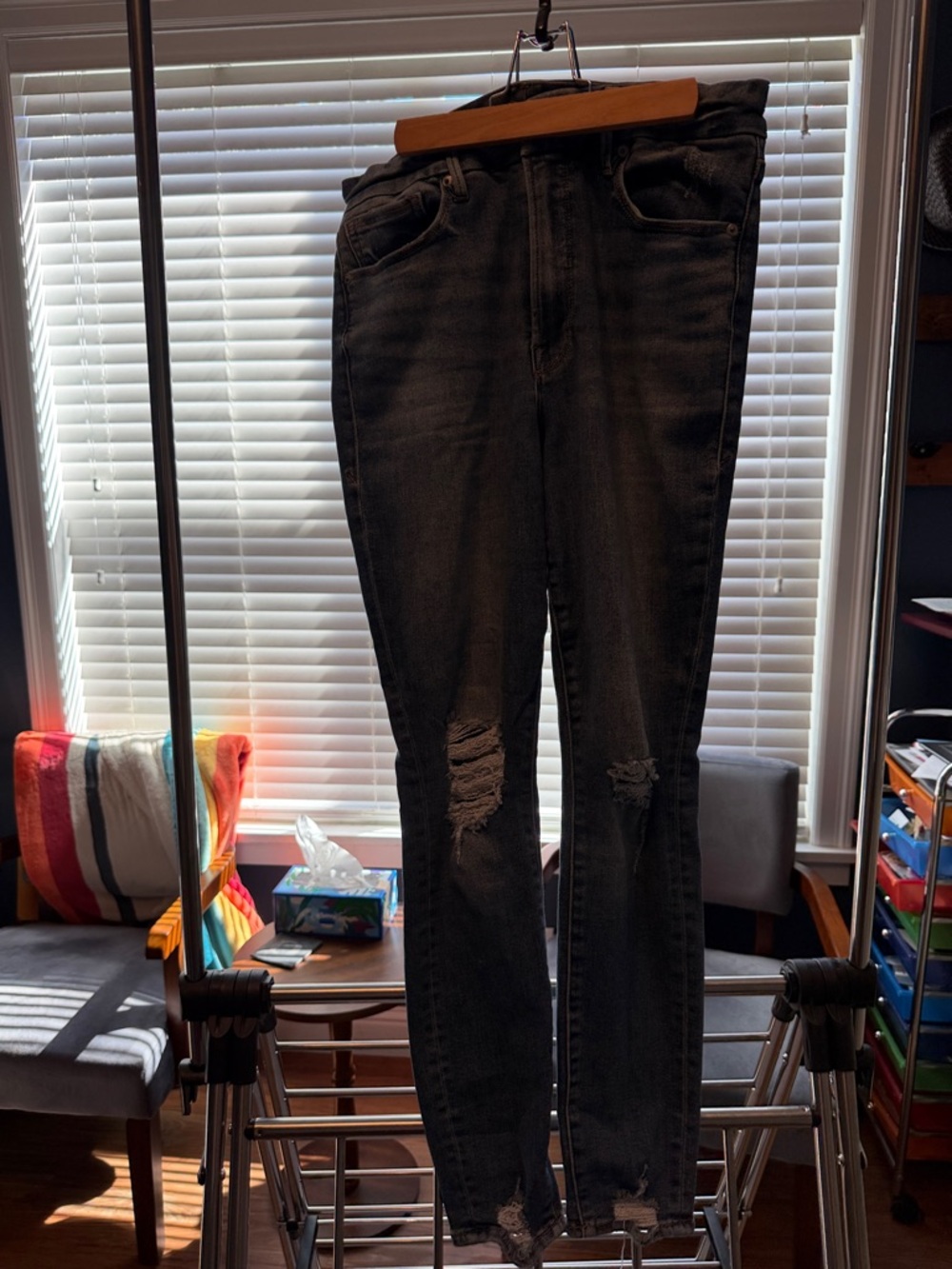 Good American Black Distressed Skinny Jeans
